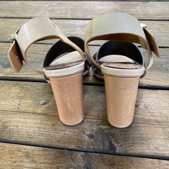 Sam Edelman Yelena Silver & Tan Leather Strappy Block Heels - Picture 4 of 14